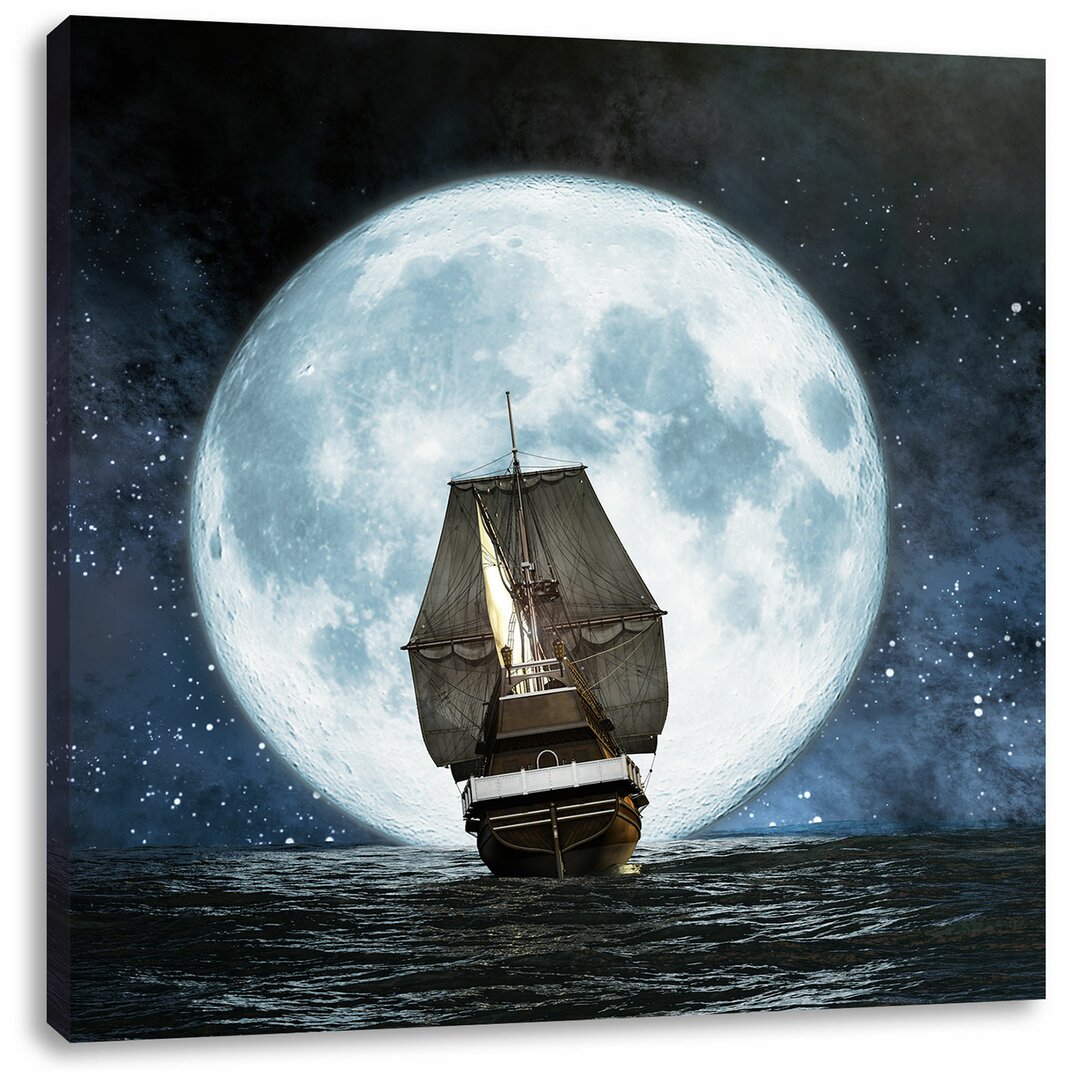 Leinwandbild Segelschiff bei Vollmond