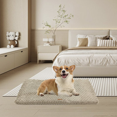Lit pour chien en peluche avec housse lavable amovible - Tapis antidérapant pour animaux de compagnie pour chiens et chats, intérieur / extérieur doux