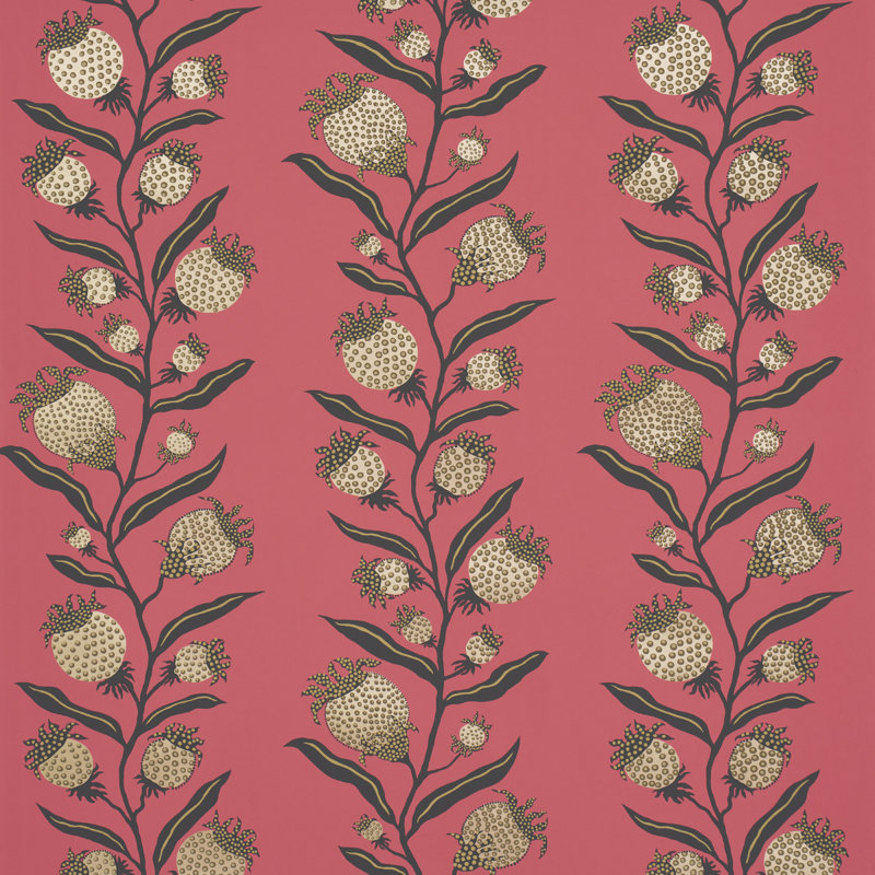 Papier peint Schumacher X Marian Mcevoy Thistle Vine, Rouge/doré