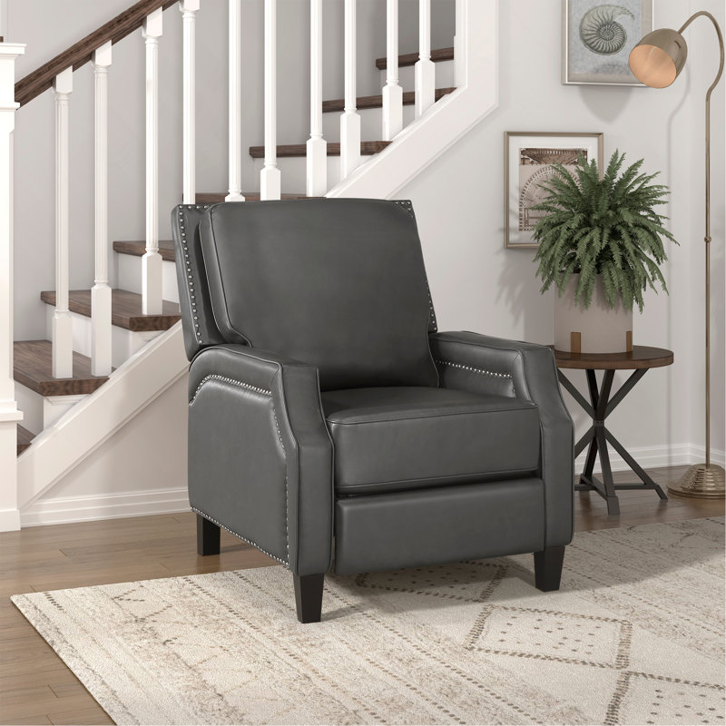Fauteuil inclinable à dossier poussoir de style transitionnel de couleur grise