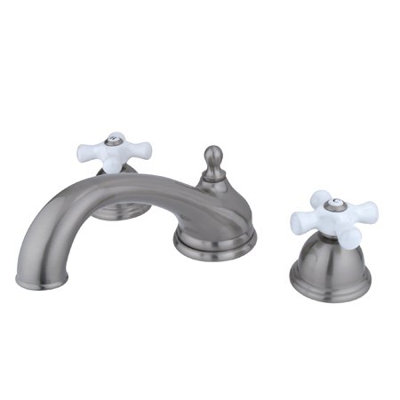 Robinet de baignoire romaine à fixation sur plateau à poignées doubles