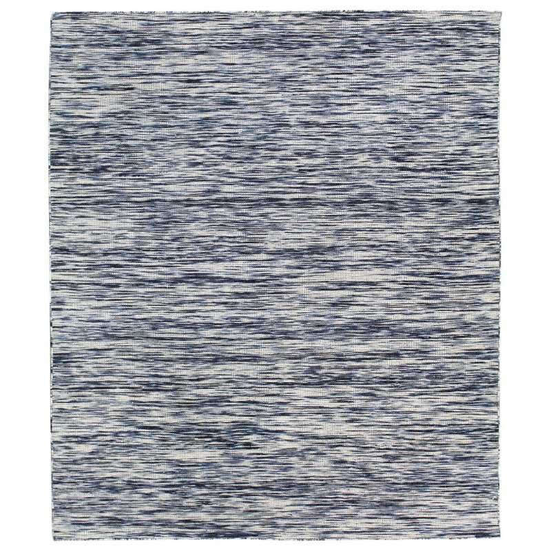 Tapis bleu tissé à la main Baha, Rectangle 6 pi x 9 pi