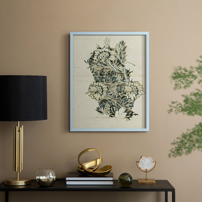 «Vintage Abstract Print CX», reproduction encadrée - bois massif