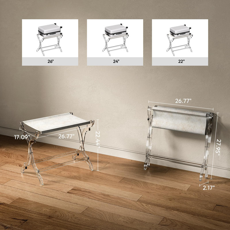 Clear Acrylic Foldable Luggage Rack with PET Fabric Shelf