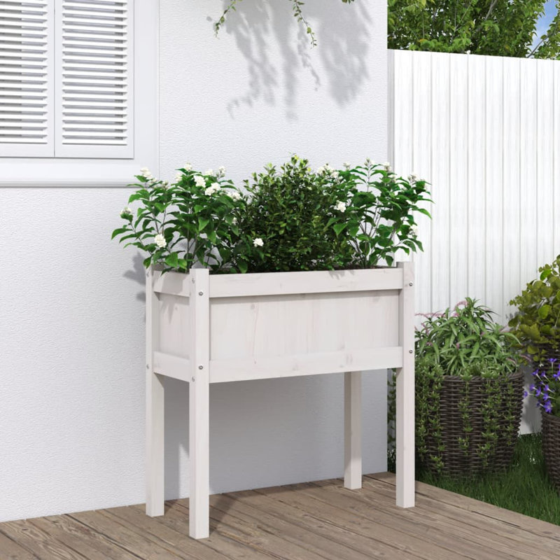 Bruneau Wood Planter Box, White