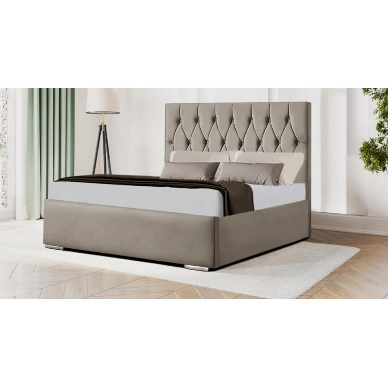 Tiffany Bed Frame Upholstered Bed, Double (4'6), Coffee