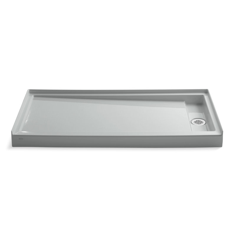 60" x 32" Single Threshold Drain Shower Base, Ice Gray, Right