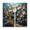 Orchidée bleue et blanche dorée de branches VI - décor mural arbre de paysages