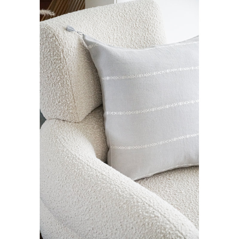 Square Pillow Cover & Insert, Light Gray/White, Down Blend