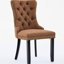 Chaise rembourrée en lin moderne 2, café. Base en bois massif, sièges confortables, décoratifs. High High Shade Coffee 2. Revêtement, structure, réglable.-360887603