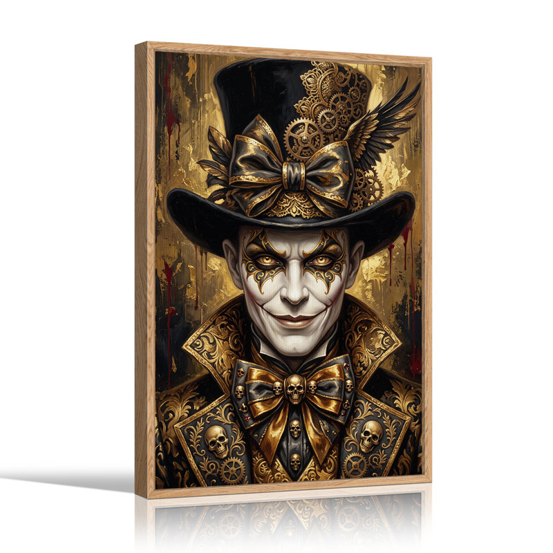 «Steampunk Gentleman in Top Hat with Gold Gears», art mural sur toile, H 48 po x l 32 po