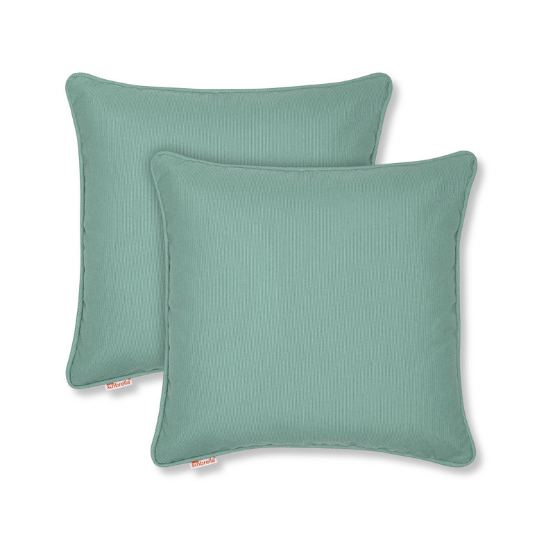 Sunbrella Corded-Edge Pillow Cover, Mist, Polyester, Square 18"