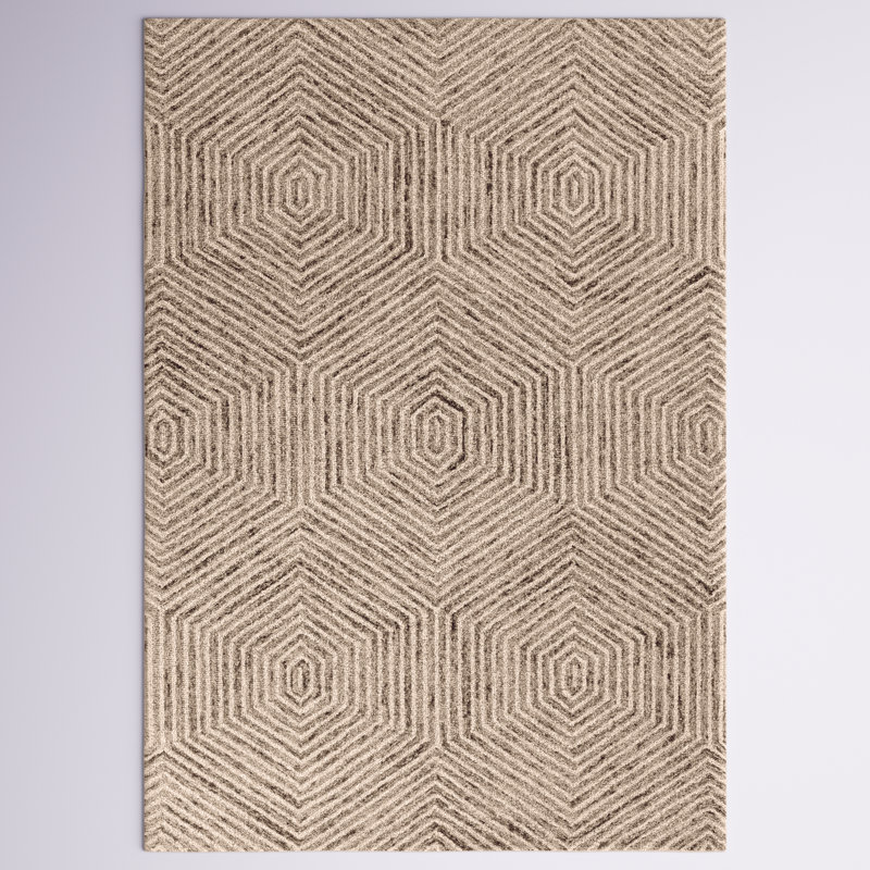 Natalee Ocean Handmade Hooked Wool Ivory/Cream/Brown Are Rug, Rectangle 8' x 10'