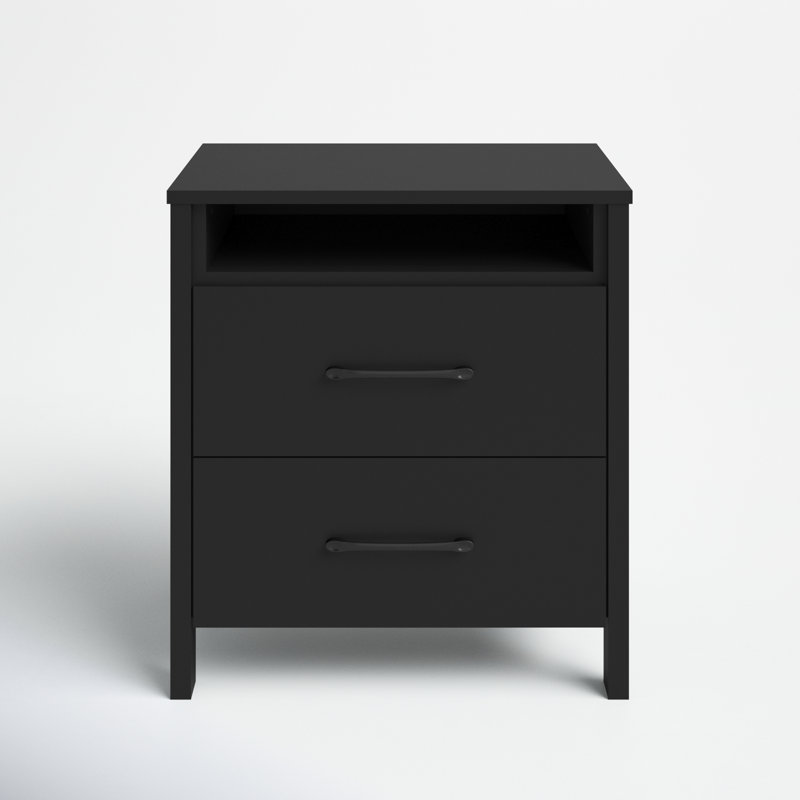Table de chevet 2 tiroirs 22,7 po Pruitt, Noir, Individuel