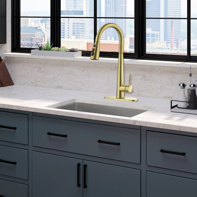 NOVEL Pull Down Kitchen Faucet, Brushed Gold