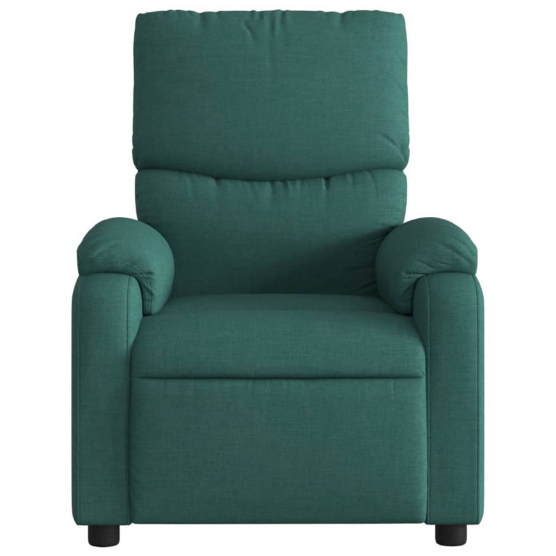 vidaXL 6-Point Massage Recliner Chair for Living Room, Adjustable Back & Footrest, Cup Holder, Dark Green Fabric