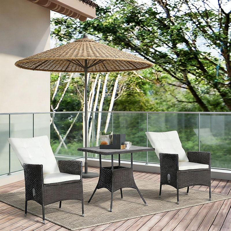 Ensemble bistro 3 pièces avec coussins confortables et design durable pour la détente en plein air