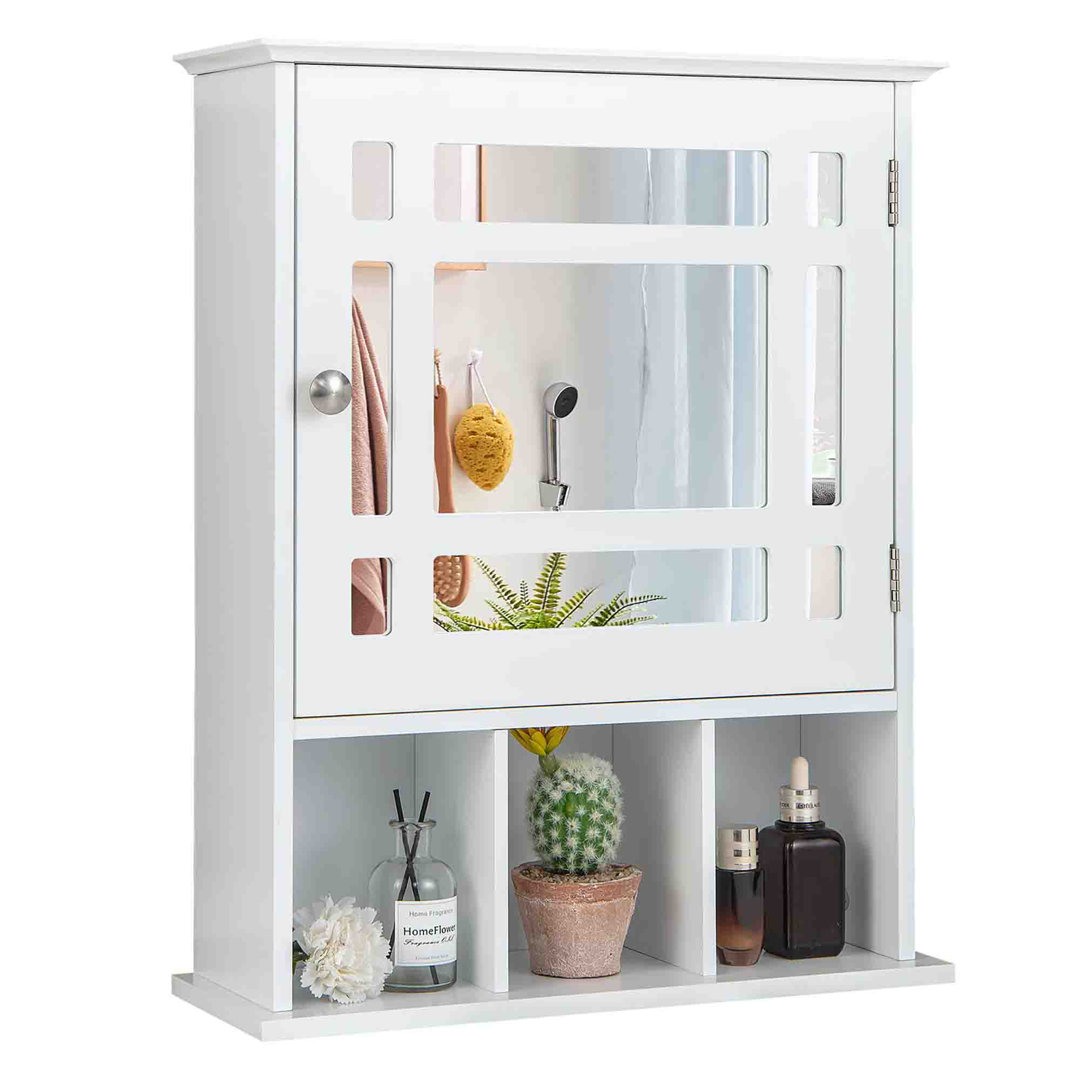 480mm W 600mm H Wall Mounted Required Framed Medicine Cabinet With Mirror And Adjustable Shelf