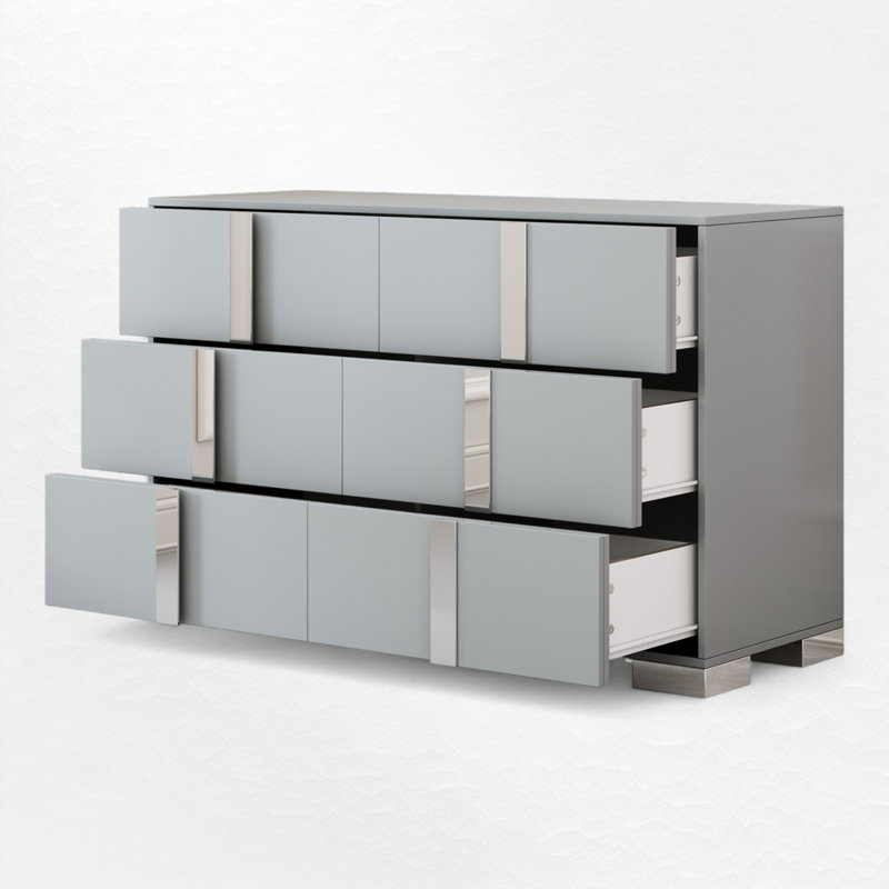 Commode double 6 tiroirs l 47,3 po, Gris