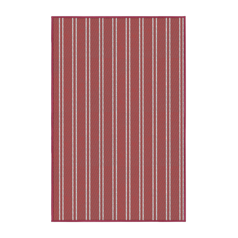 Tapis de zone rouge/beige à motifs, Rectangle 6 pi x 9 pi