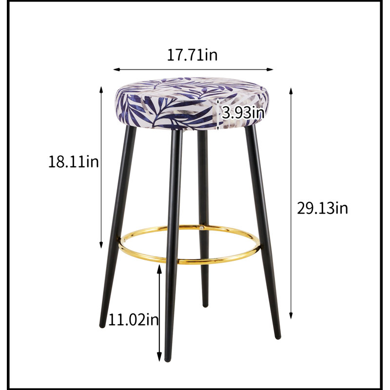 Counter Height Bar Stools Set Of 2, Black/Silver
