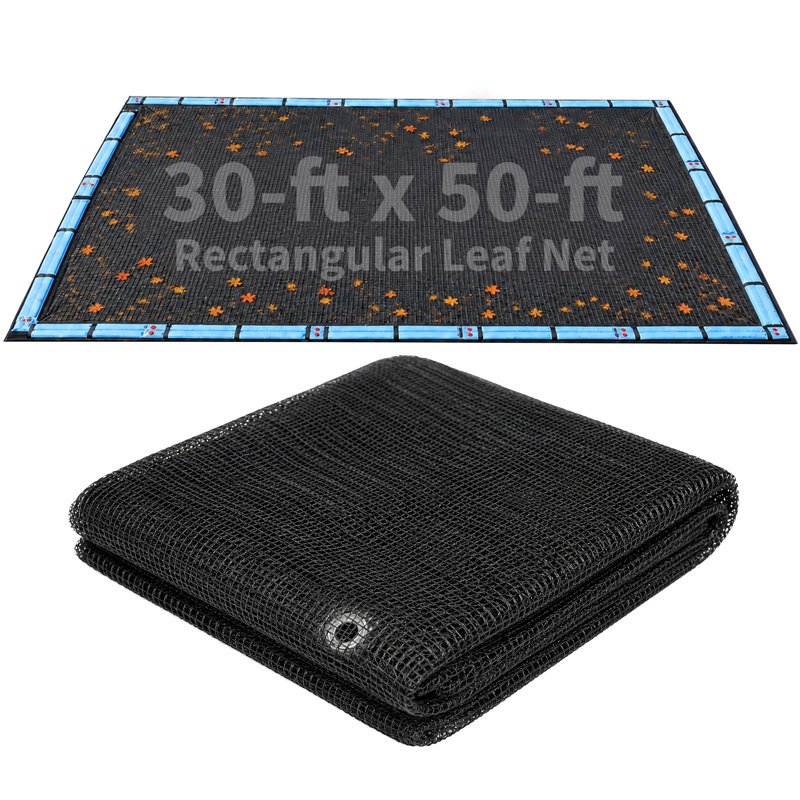 Blue Wave Arctic Armor 30 x 50 Ft Rectangular Mesh Pool Leaf Net for Inground Pools, Fine Mesh Pool Cover with Reinforced Corner Grommets, Water Tube Loops, and 4 Ft Overlap for Fall Leaf Protection