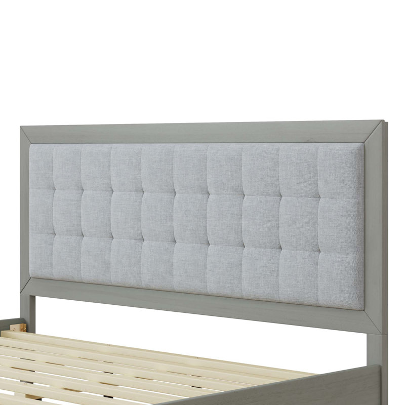 Solid Wood Platform Upholstered Headboard, King