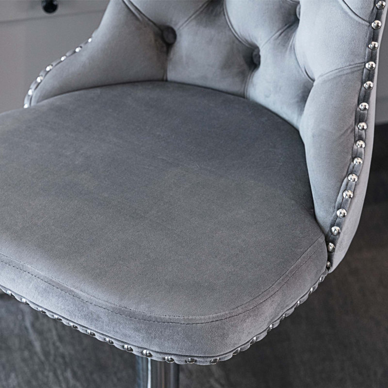 Tabouret à hauteur réglable Blevens, Argent, gris