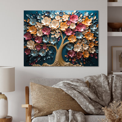 Colorful Golden Orchid Tree Garden Of Branches V - Tree Metal Wall Art