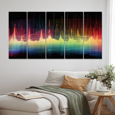 Sounds Of The Waves Spectogram - Abstract Shapes Wall Art Print - 5 Equal Panels