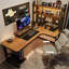 Light chestnut colour L-Shaped Solid Wood Executive Desk-923993791-923993779