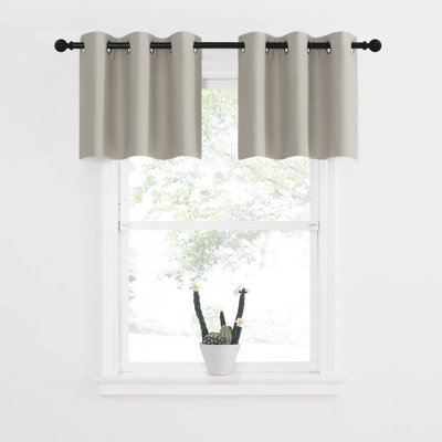 Blackout Small Window Valances, Rustic Farmhouse Curtains Grommet Top Thermal Insulated Window Drapes for Kitchen/Bathroom/Basement, 2 Panels.