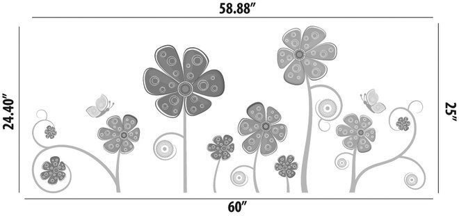 Décalcomanie murale fleur et papillon, Schéma A