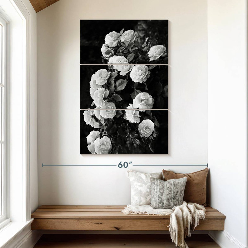 Monochrome Rose Bush, 50" H x 32" W