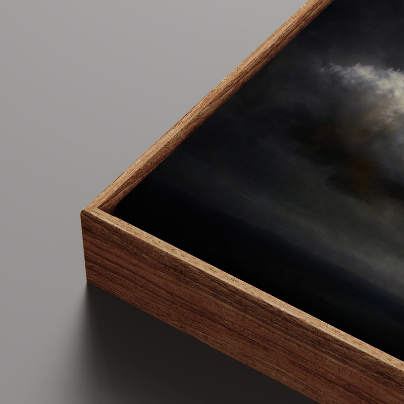 Dramatic Luminous Cloud Floating in Dark Sky Framed Print Wall Art, Natural, 16" H x 24" W