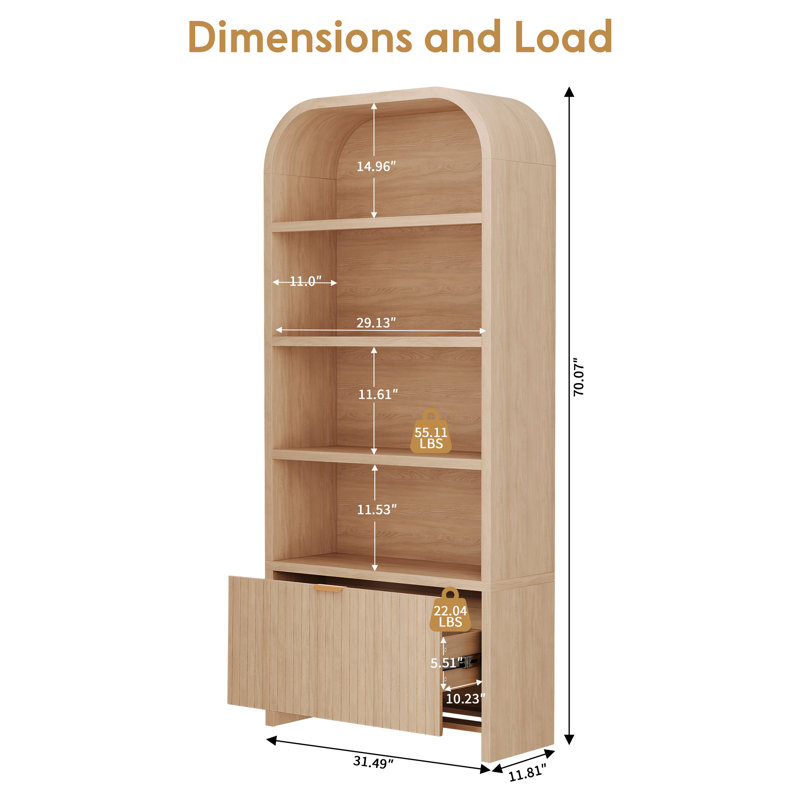 Vitrine de rangement 70 po, Naturel