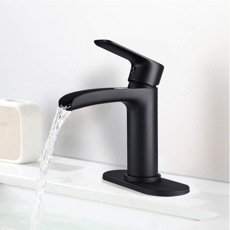 Matherne Single-Hole Single-handle Bathroom Faucet with Drain Assembly, Matte Black