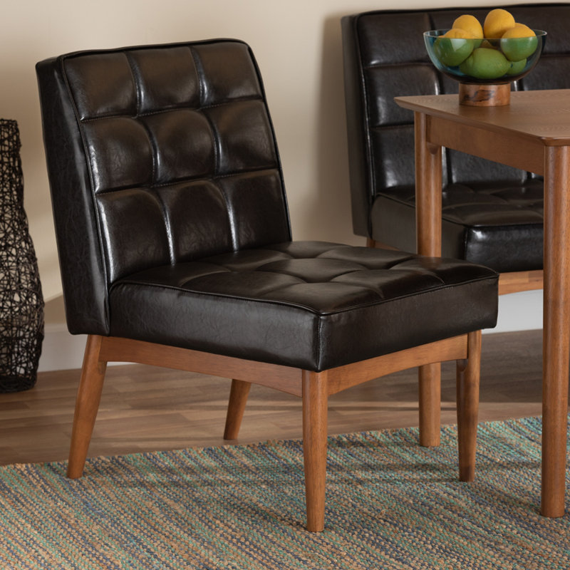 Chaise d'appoint rembourrée Fye, Marron foncé