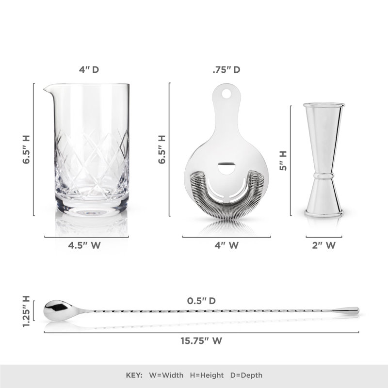 4-Piece Harrison Barware Set, Silver