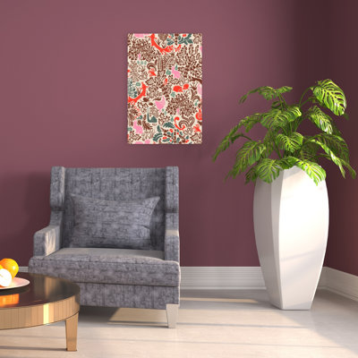 Whimsical Woodland Pattern Whimsical Abstract Bird Fox Rabbit Autumn Forest Wall Art Print