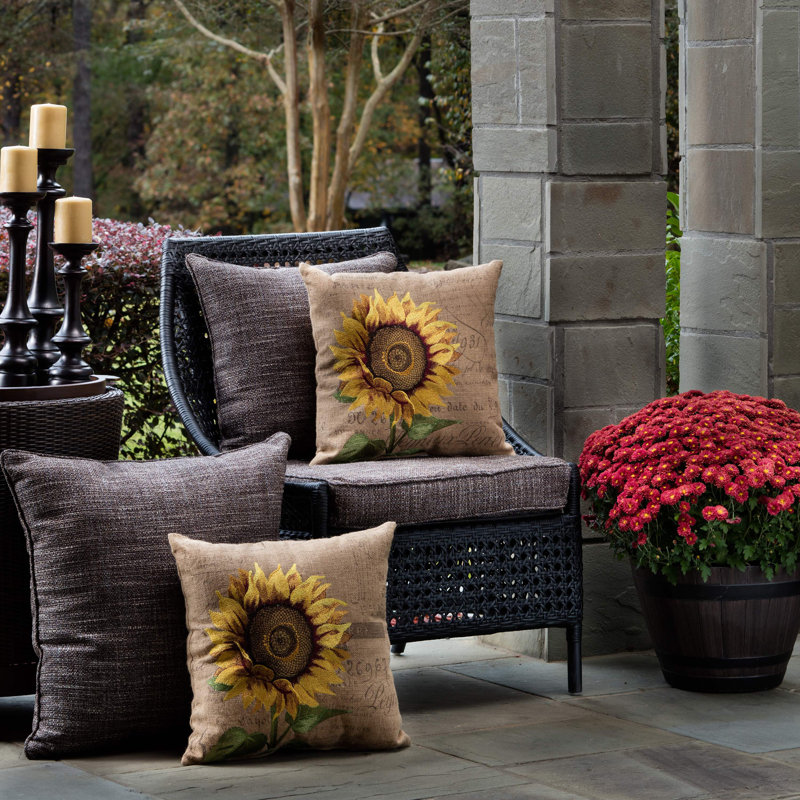 Coussin en jute tournesol