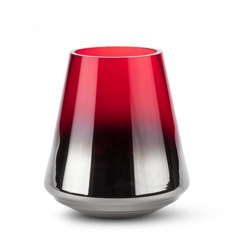 4.5'' H Glass Tabletop Hurricane, Red/Silver