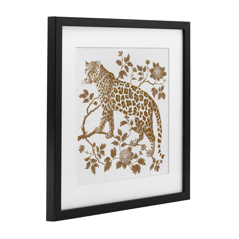 «Earthy Détails», reproduction de léopard rétro encadrée sous verre, design avec lettres et doublure, H 13 po x l 13 po