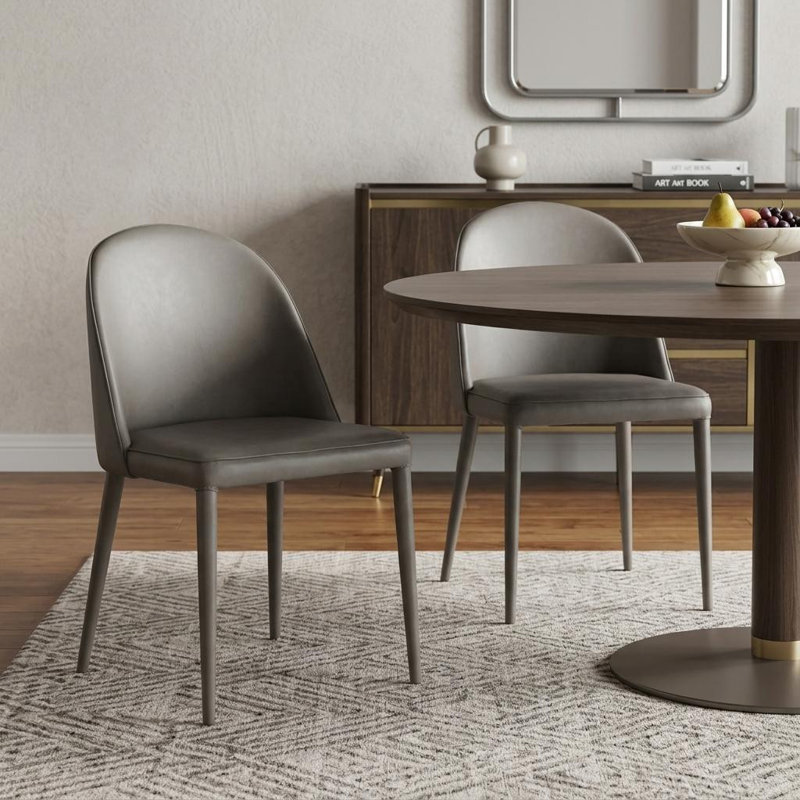 Ensemble de deux chaises d'appoint en similicuir gris, Gris