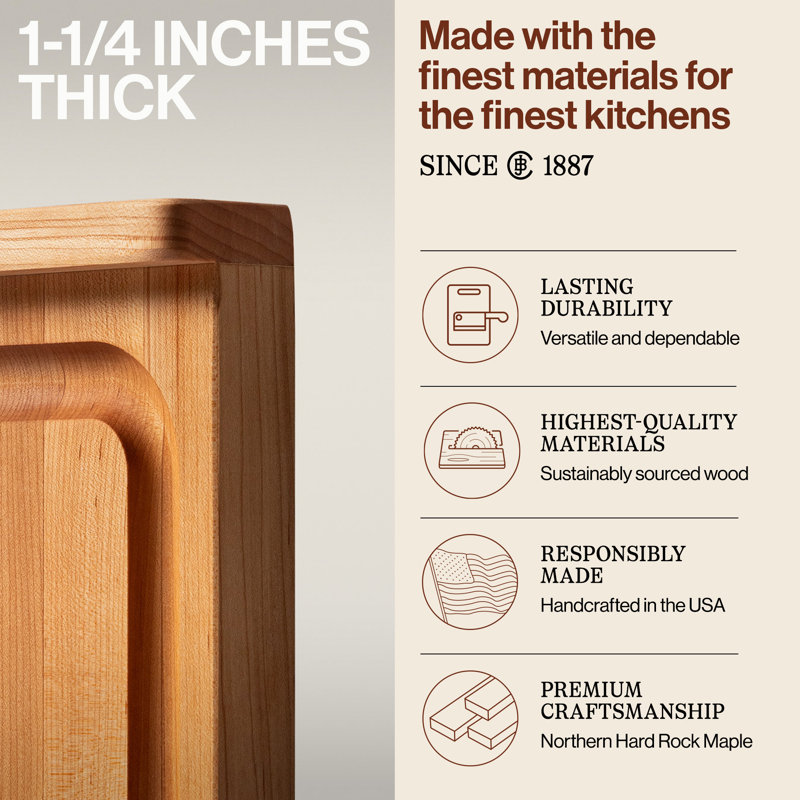 BoosBlock® John Boos Maple Wood Pastry Board, 17.75" W x 17.25" L