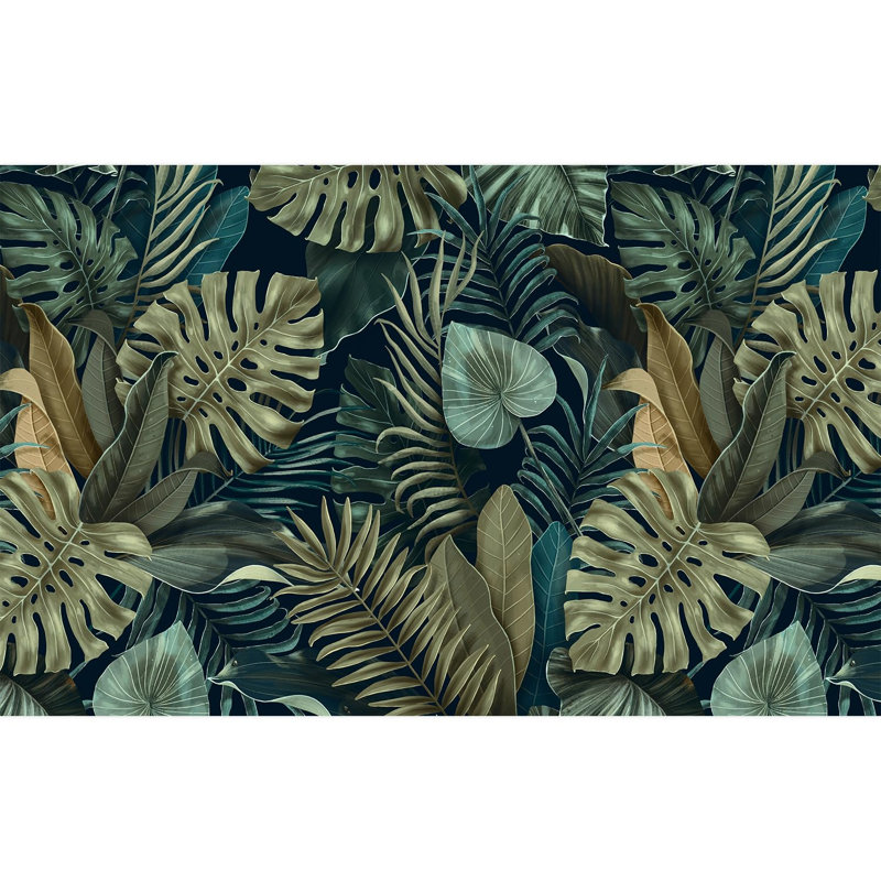 Tropical Leaf Peel & Stick Floral Border, 120" L x 192" W