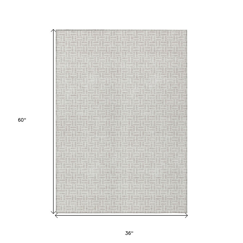 Tapis intérieur / extérieur taupe et argenté 3 'x 5'