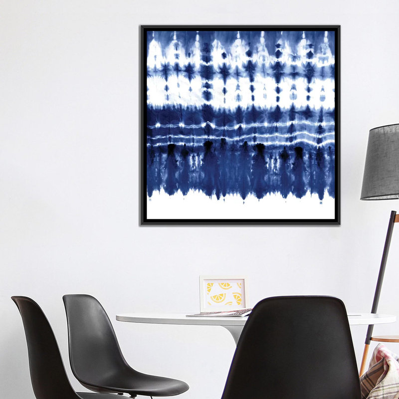 «Shibori Dyed Décoration I», impression sur toile, H 18 po x l 18 po x P 1,5 po, Toile encadrée noire, Pas de tapis