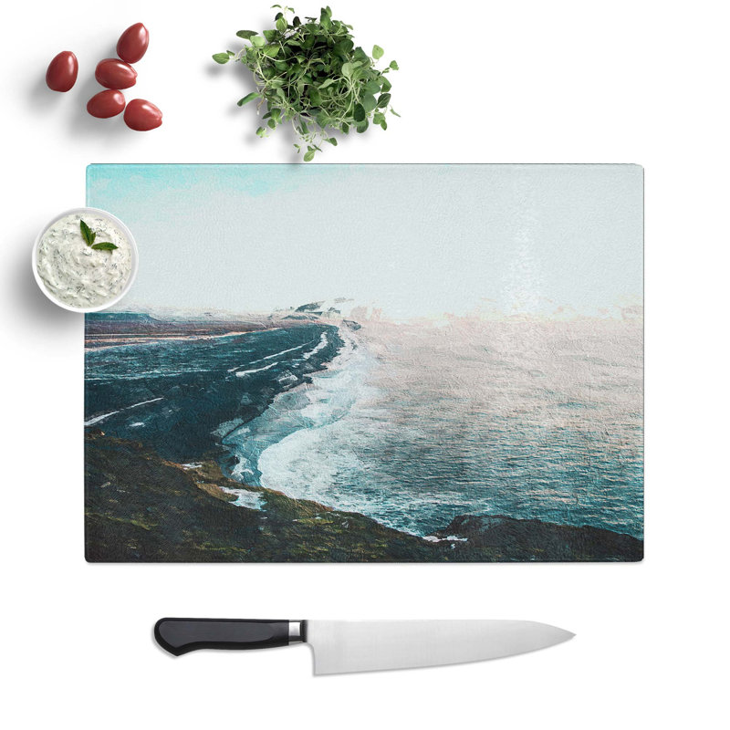Tempered Glass Sands Beach in Iceland Chopping Board, 39 cm W x 28.5 cm L