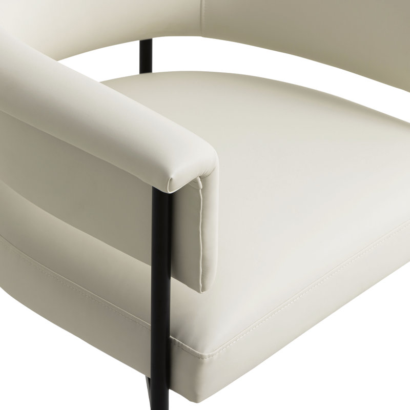Chaise en cuir Taylor, Crème, crème